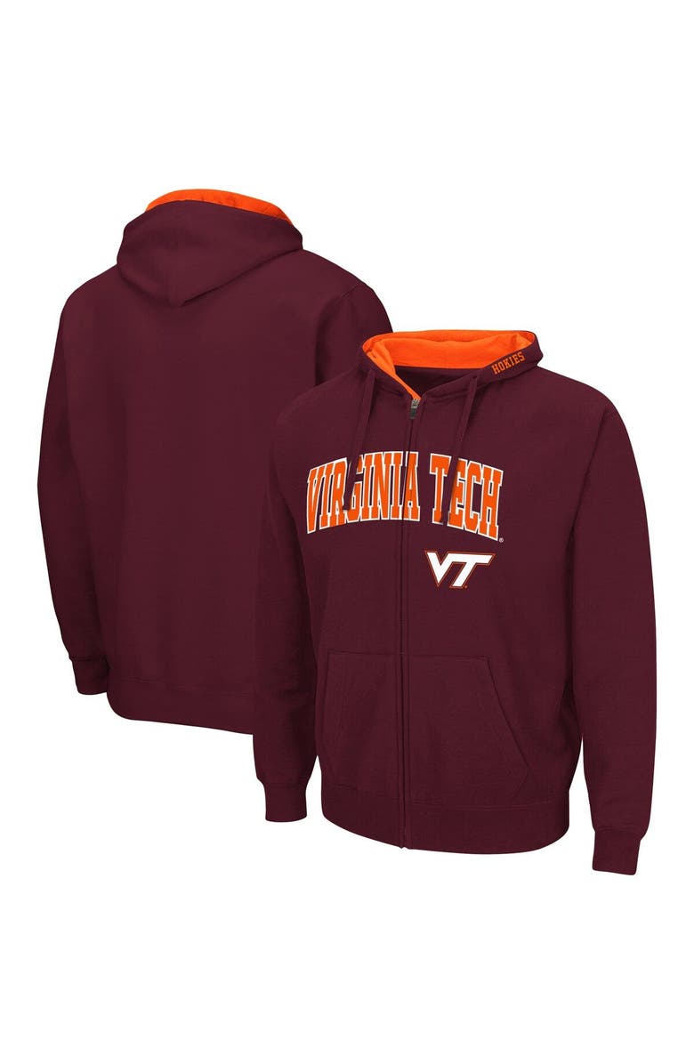 COLOSSEUM Men's Colosseum Maroon Virginia Tech Hokies Arch & Logo 3.0 Full-Zip Hoodie, Main, color, Maroon