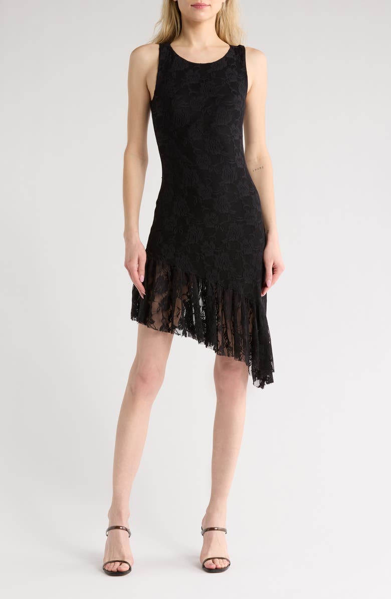 Velvet Torch Asymmetric Ruffle Hem Dress, Main, color,