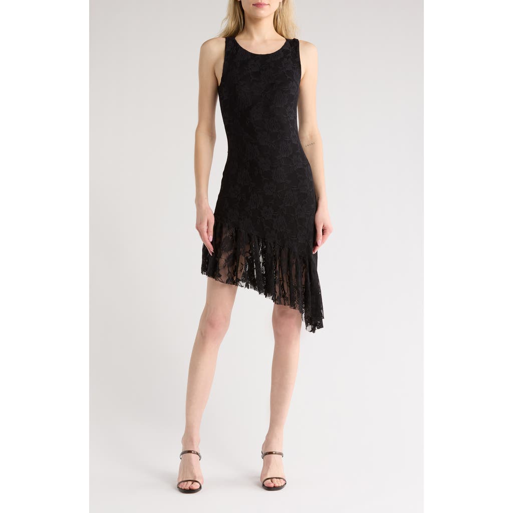 Velvet Torch Asymmetric Ruffle Hem Dress