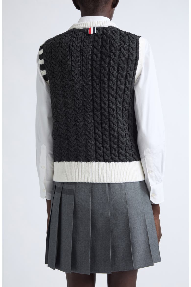 Aran Cable Knit Sweater Vest, Alternate, color, DARK GREY