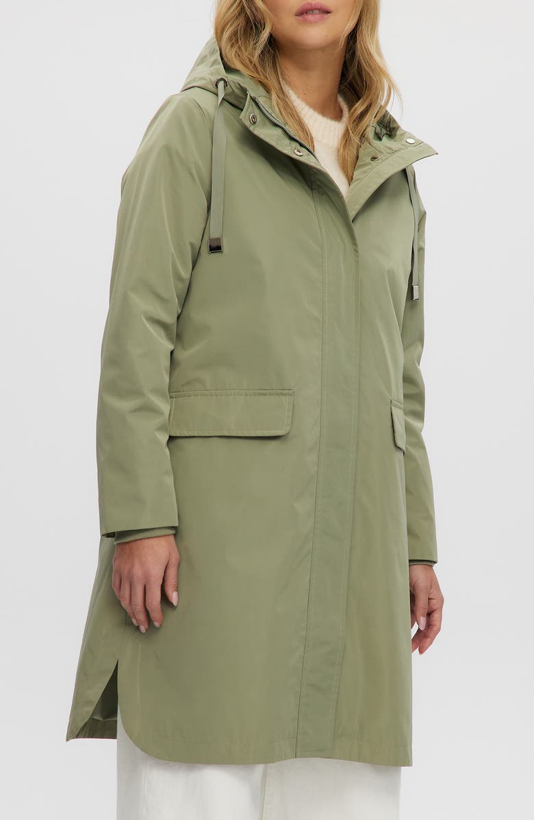 Noize Mid Length Rain Coat, Alternate, color, Aloe