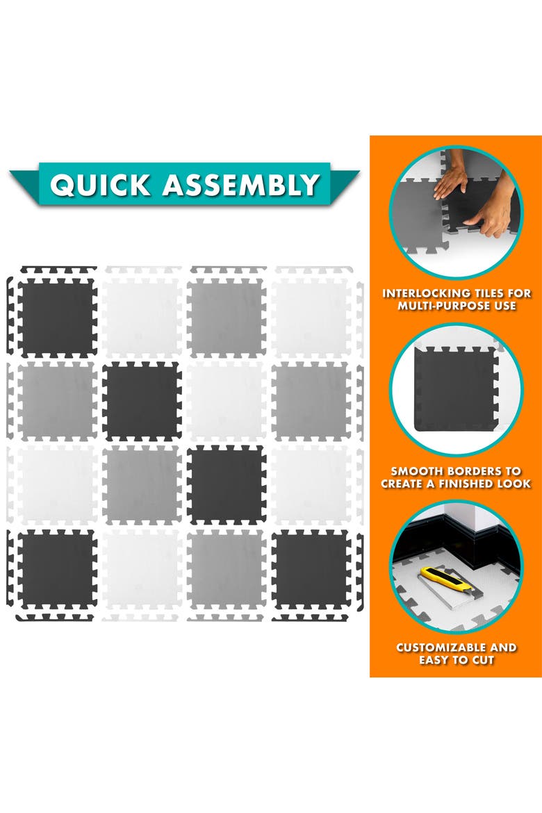 Kids Solid Floor Play Mat, Alternate, color, Black-Gray-White