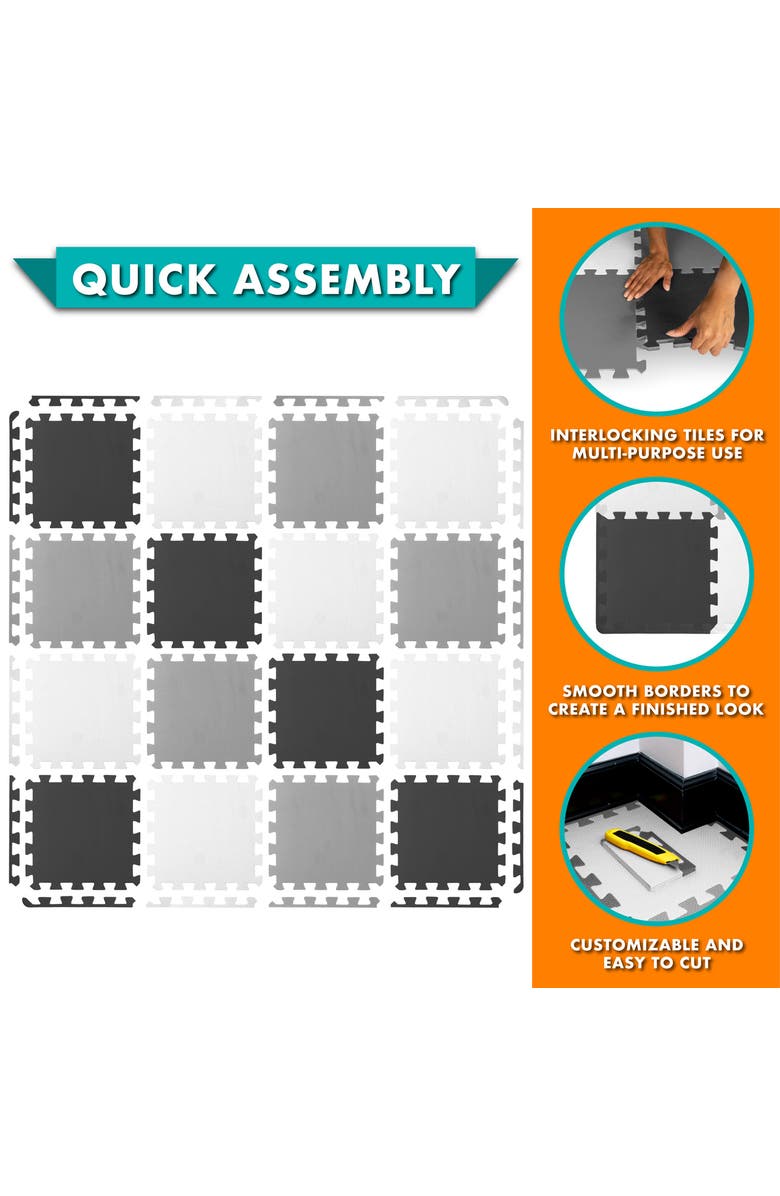 ProsourceFit Kids Solid Floor Play Mat, Alternate, color, Black-Gray-White