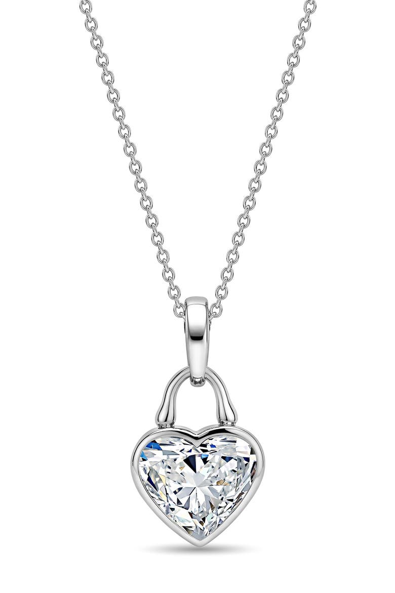 TreasureLock Lab Grown Diamond Heart Pendant Necklace – 3ct., Main, color, STERLING SILVER