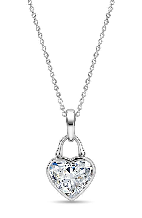TreasureLock Lab Grown Diamond Heart Pendant Necklace – 3ct.