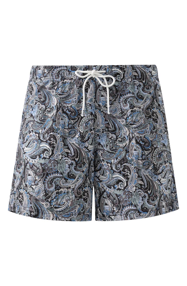 Eton Paisley Swim Trunks, Alternate, color, Dark Blue