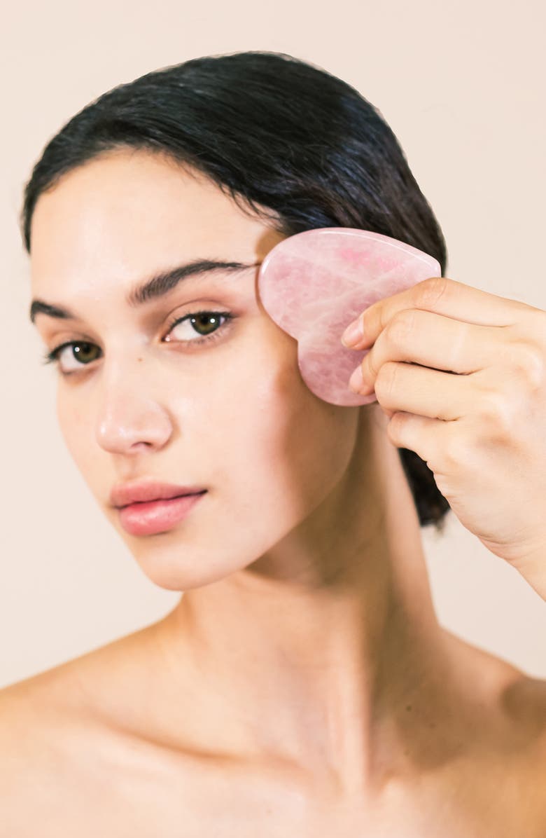 Skin Gym Rose Quartz Lovey Gua Sha Tool, Alternate, color, 