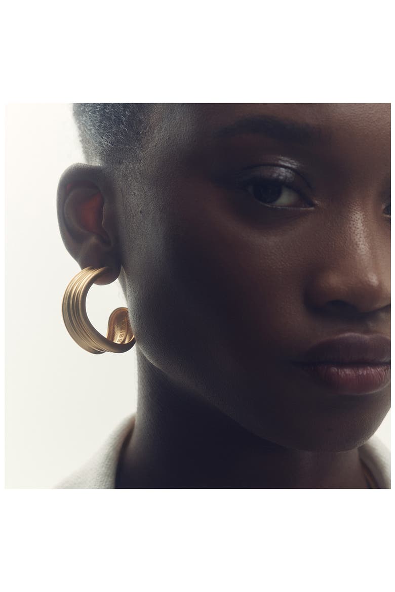 Flavia Fluid Hoop Earrings, Alternate, color, GOLD TONE