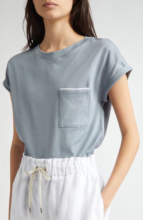 Eleventy Cotton Pocket T-shirt In Zucchero And White