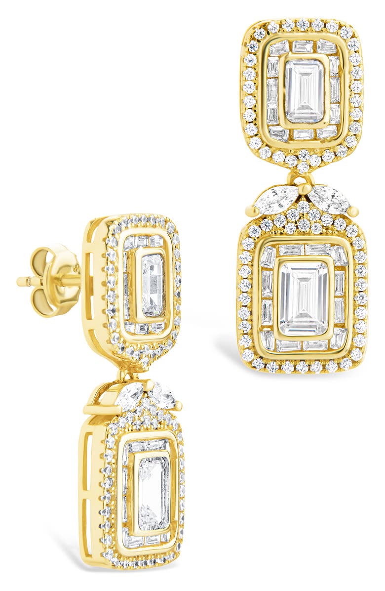 Sterling Forever Trina Cubic Zirconia Drop Earrings, Main, color, Gold