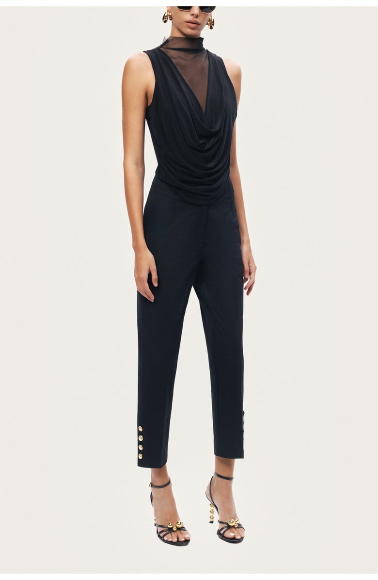 Nocturne Gold Button Detail Pants, Alternate, color, Black