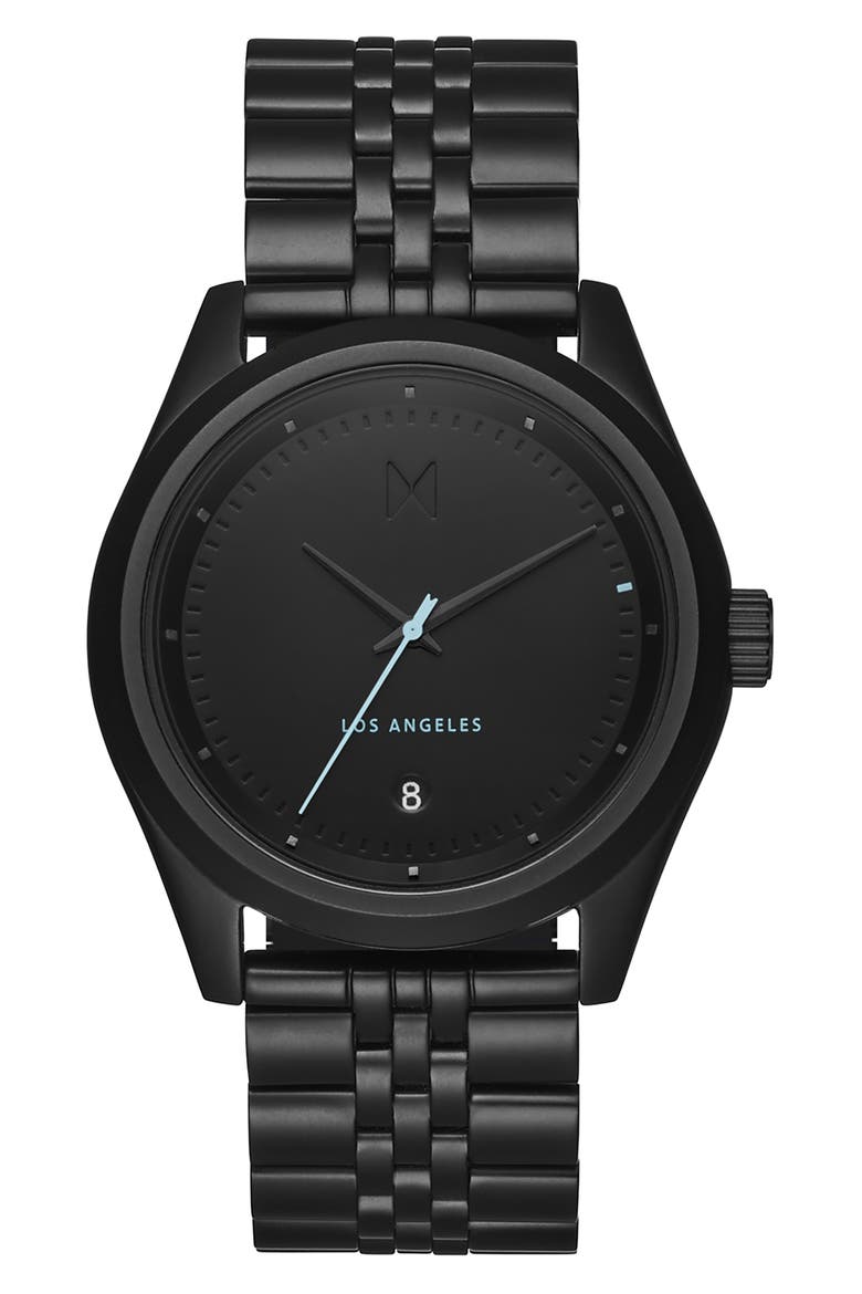 MVMT Time Crusher Bracelet Watch, 39mm, Main, color, BLACK