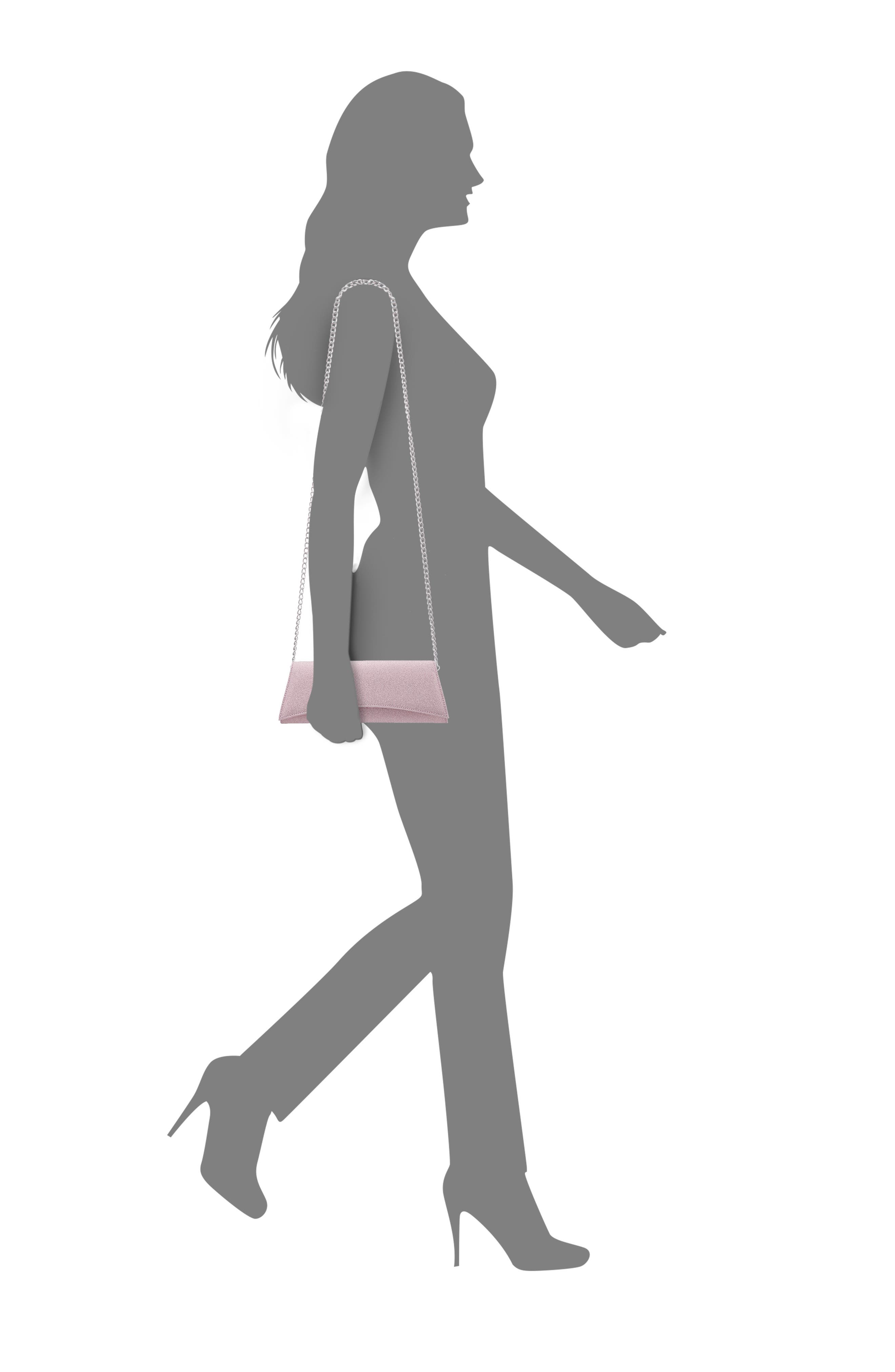 Zoey Metallic Clutch, Alternate, color, ICY PINK