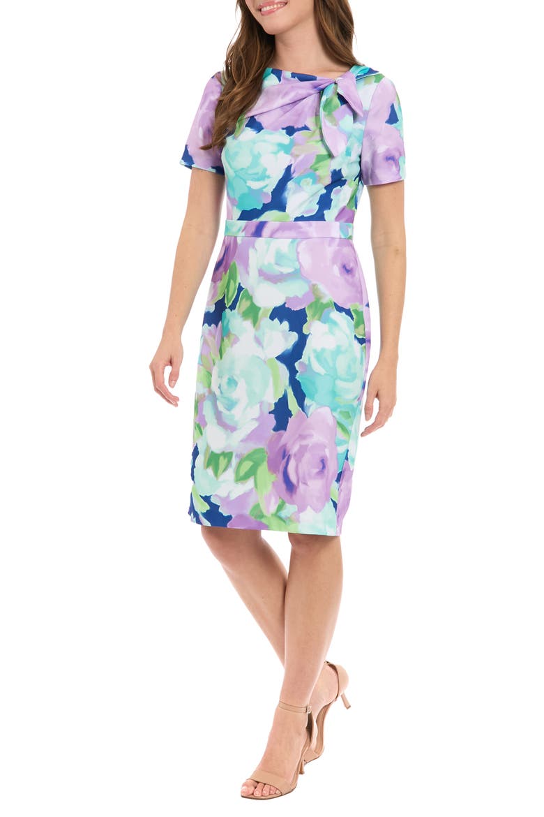 Side Tie Sheath Dress, Main, color, NAVY/ BLUE