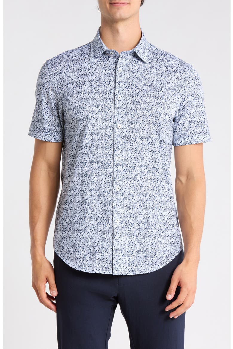 Miles OoohCotton® Navy Button-Up Shirt, Main, color, NAVY