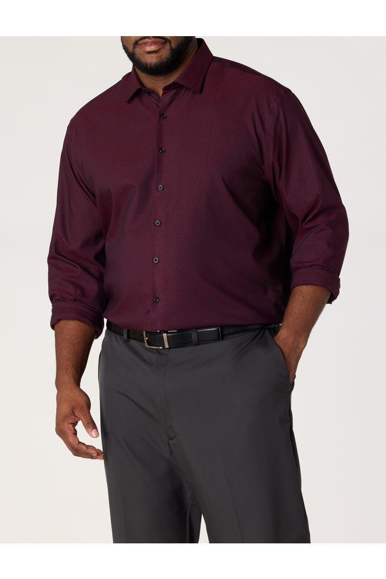 Big & Tall Textured Wrinkle-Free Dress Shirt, Alternate, color, BURGUNDY