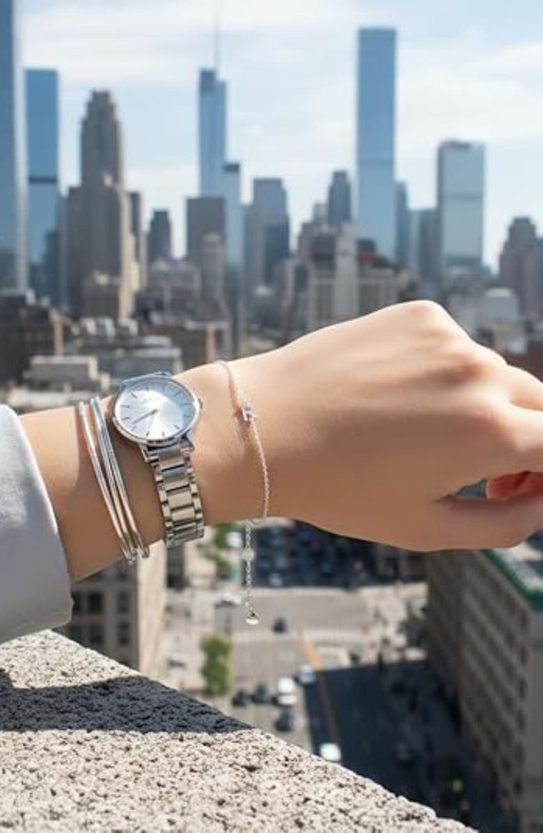 Oak & Luna Inez Initial Bracelet/Anklet in Sterling Silver, Alternate, color, Letter S