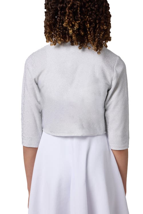 Un Deux Trois Cropped Bolero Jacket In Silver