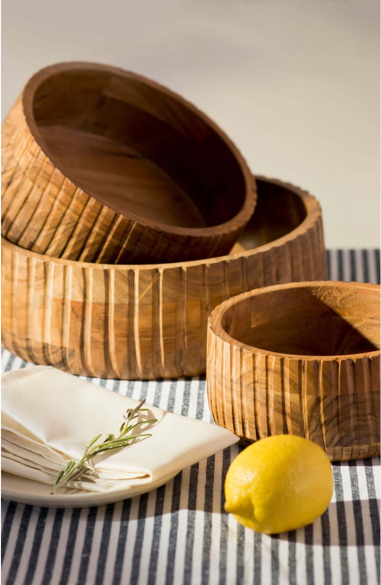 Mela Artisans Etta Acacia Wood Bowls, Alternate, color, Brown