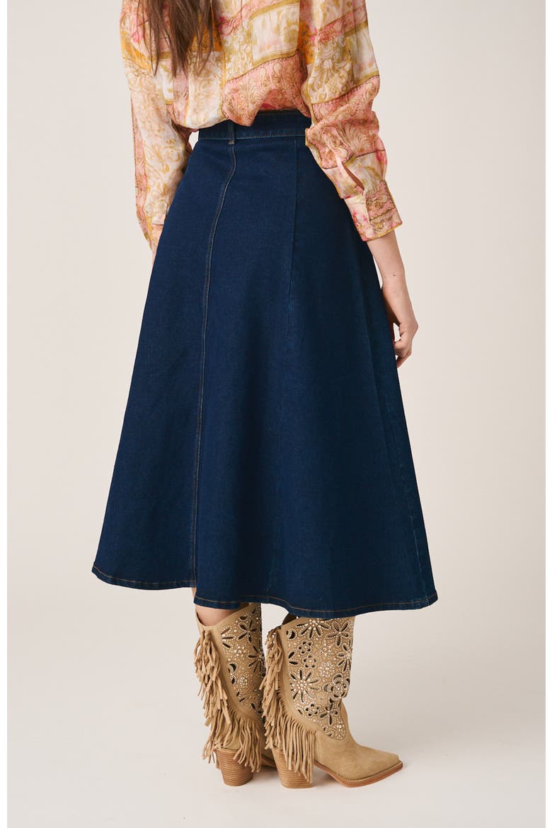 Flutter Denim Skirt, Alternate, color, Indigo