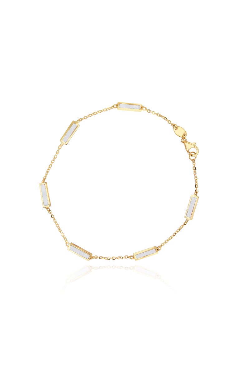 Mother of Pearl Bar Chain Bracelet, Main, color, White