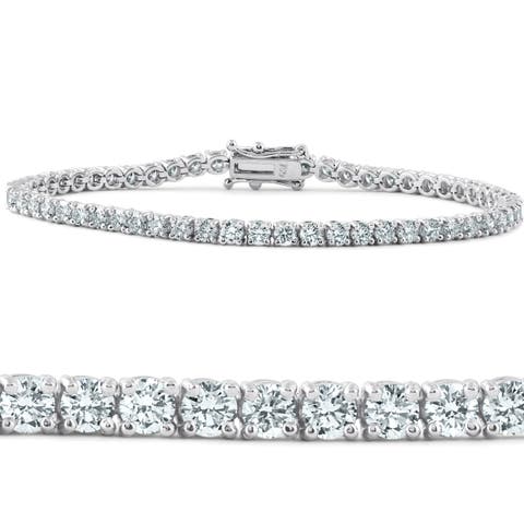 5 Carat TW Round Cut Lab Grown Diamond Tennis Bracelet 14k Gold Lab Grown