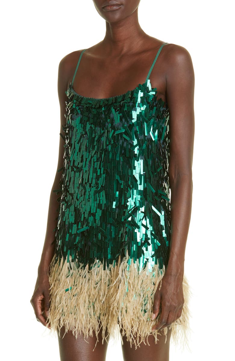 Johanna Ortiz Royal Dancer Paillette & Feather Minidress, Alternate, color,