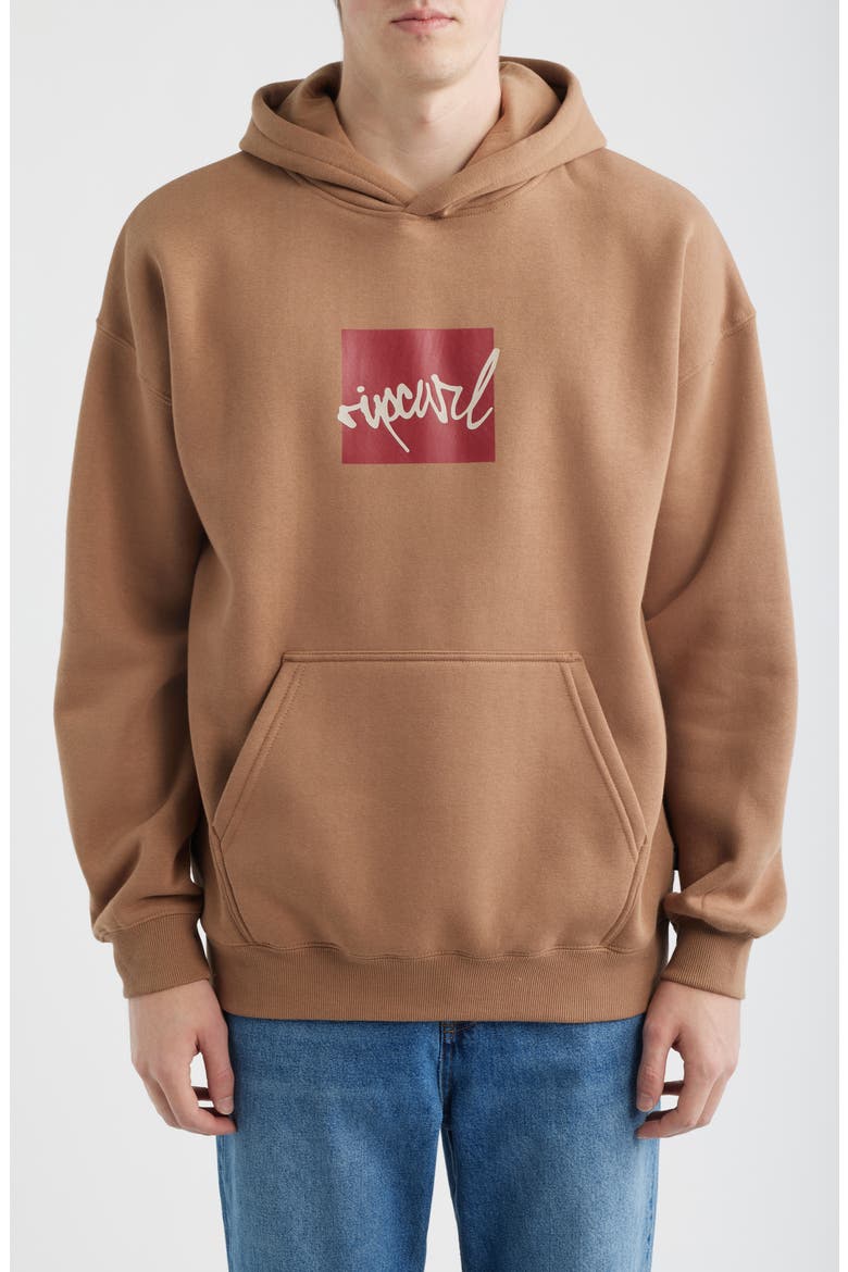 Rip Script Icon Graphic Hoodie, Main, color, MOCHA