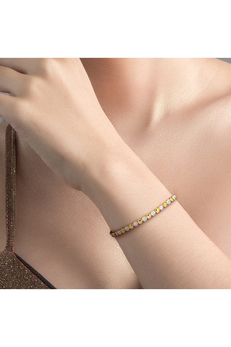 Diamond Circle Flower Tennis Bracelet 10k, Alternate, color, 10k Yellow Gold
