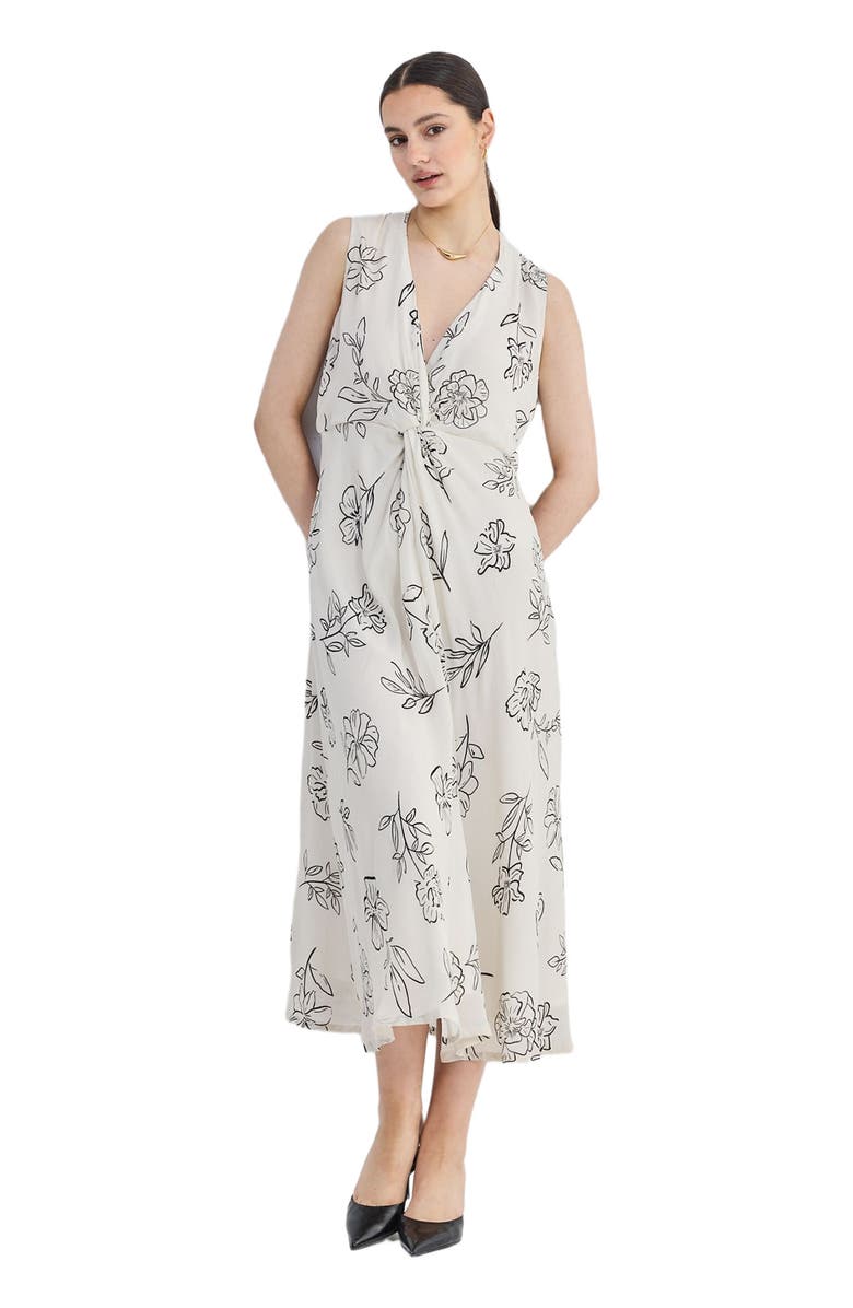 Reistor Women's Front Twist Maxi Dress in Black Florals XX Large, Alternate, color, Black Florals