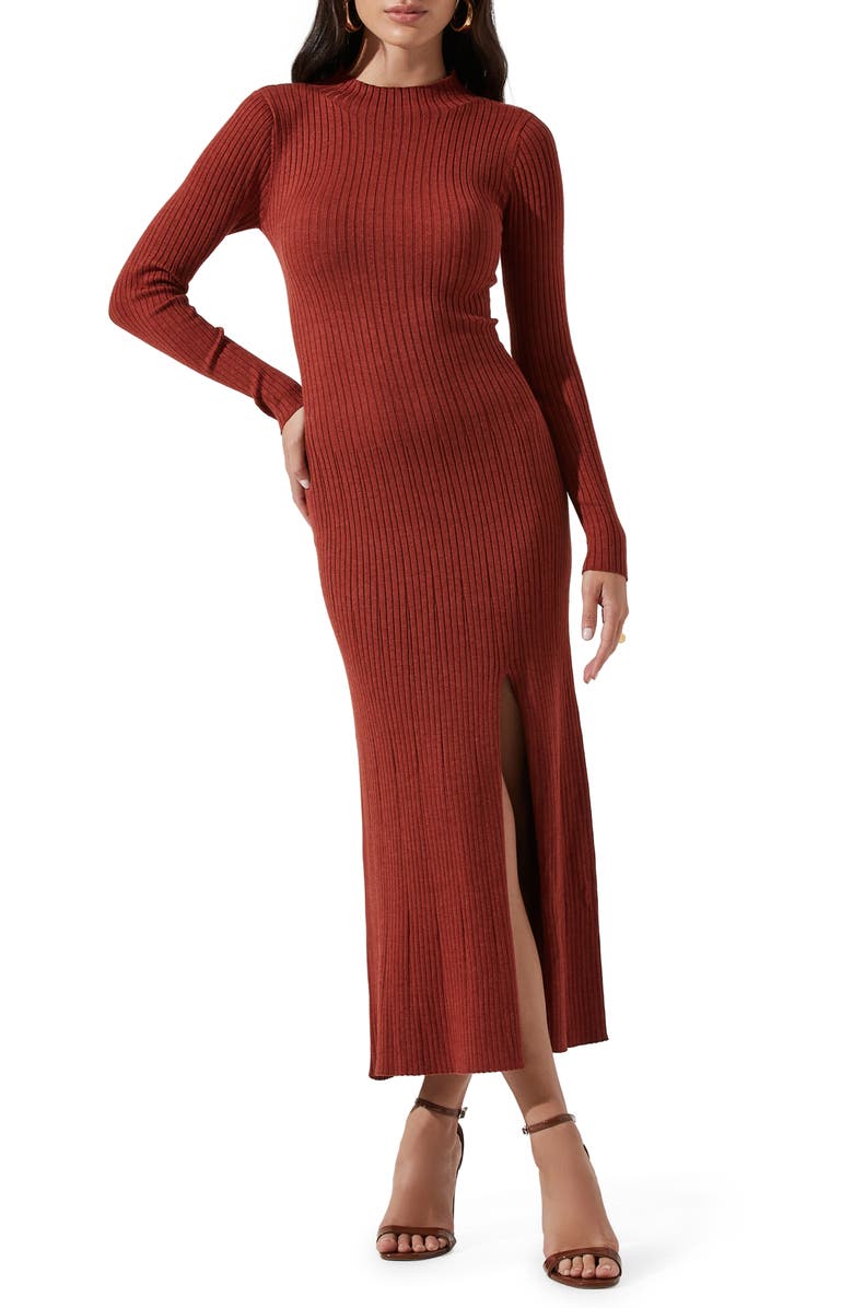 ASTR the Label Long Sleeve Side Slit Sweater Dress, Alternate, color, 