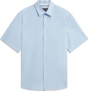 Ted Baker Wryte Regular Fit Short Sleeve Slub Linen & Cotton Button-Up Shirt