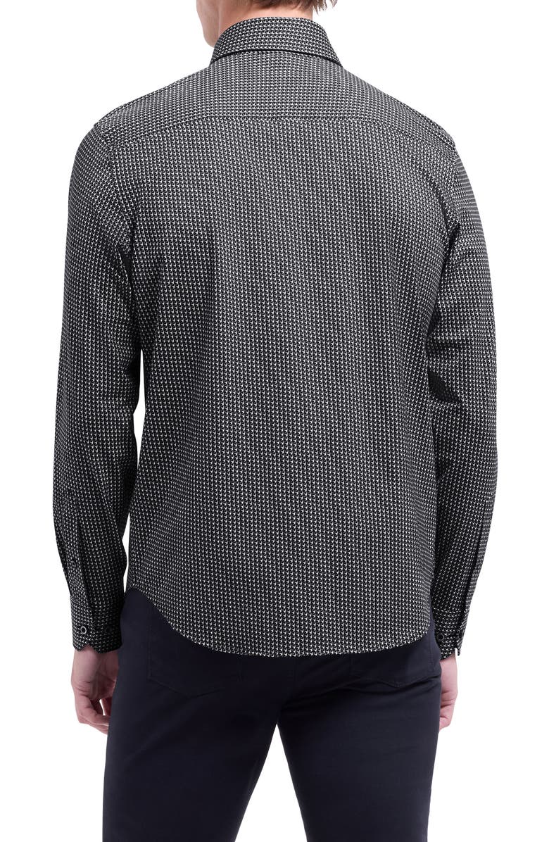 Bugatchi Devon OoohCotton<sup>®</sup> Geo Print Button-Up Shirt, Alternate, color, Black