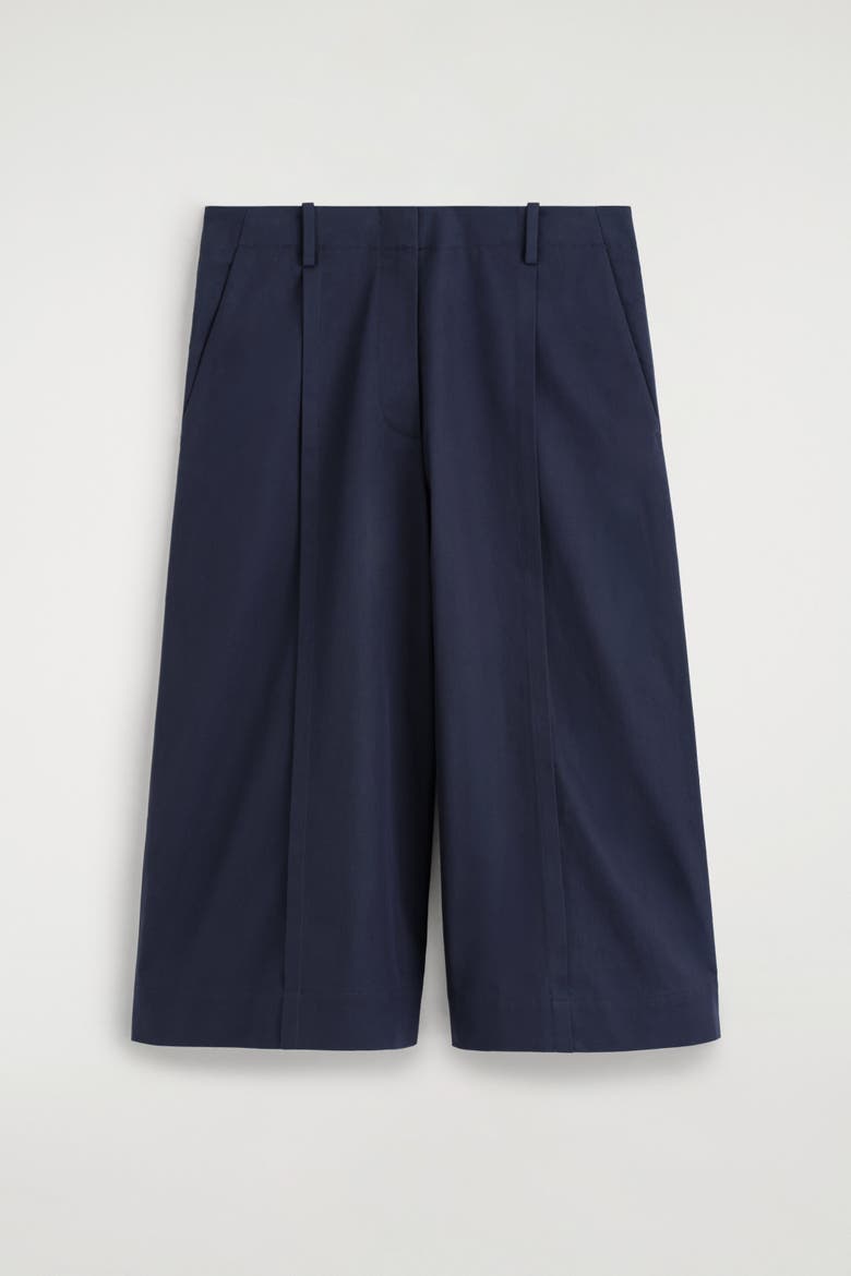 Tailored Cotton-twill Culottes, Alternate, color, NAVY