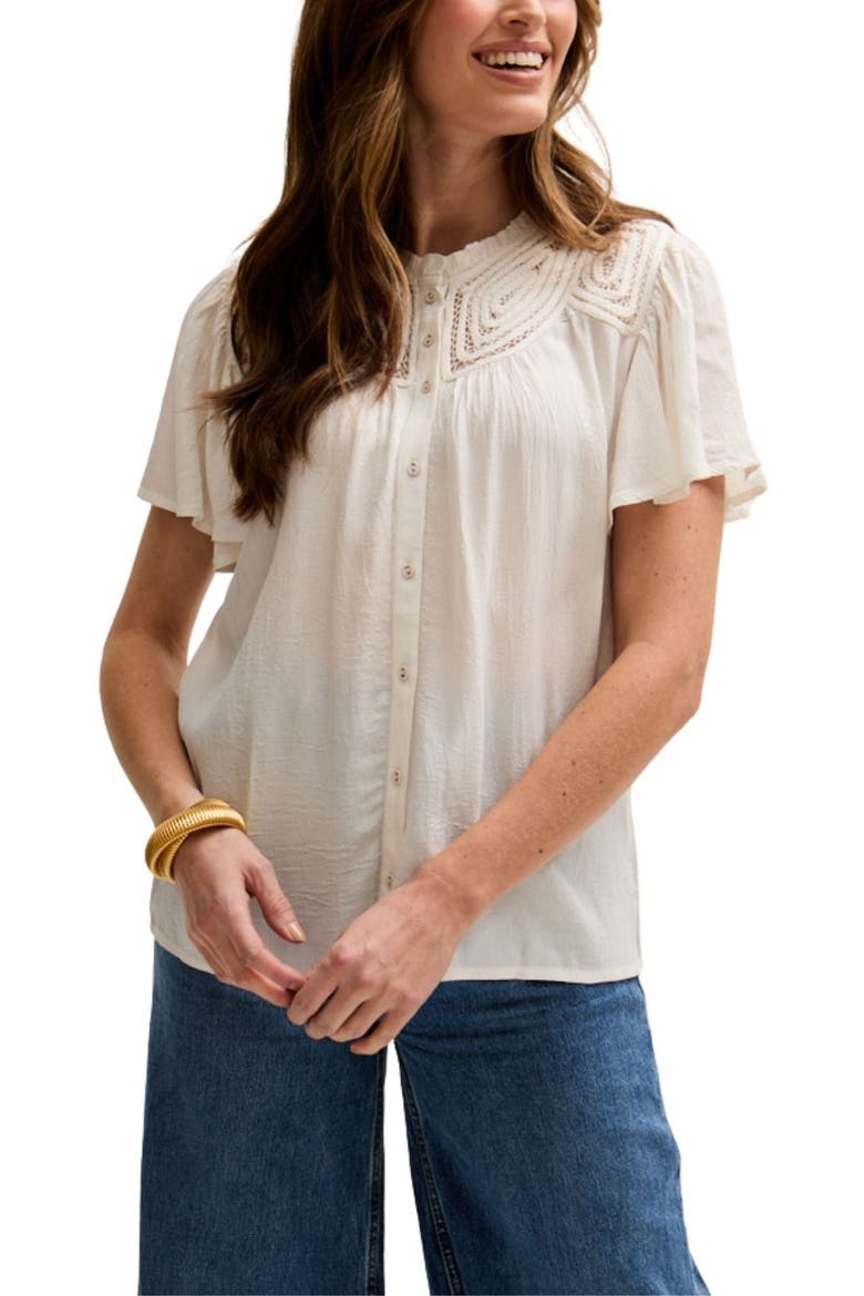 Kew Lace Insert Angel Sleeve Shirt, Alternate, color, Natural