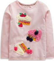 Mini Boden Kids' Cake Appliqué Cotton T-Shirt
