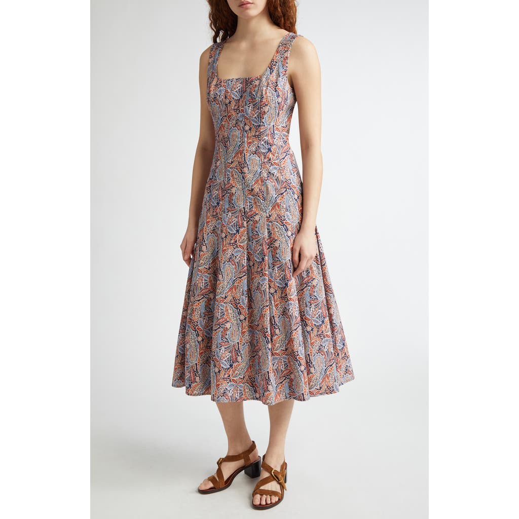 Veronica Beard Jolie Fit-and-flare Midi Dress In Navy Multi