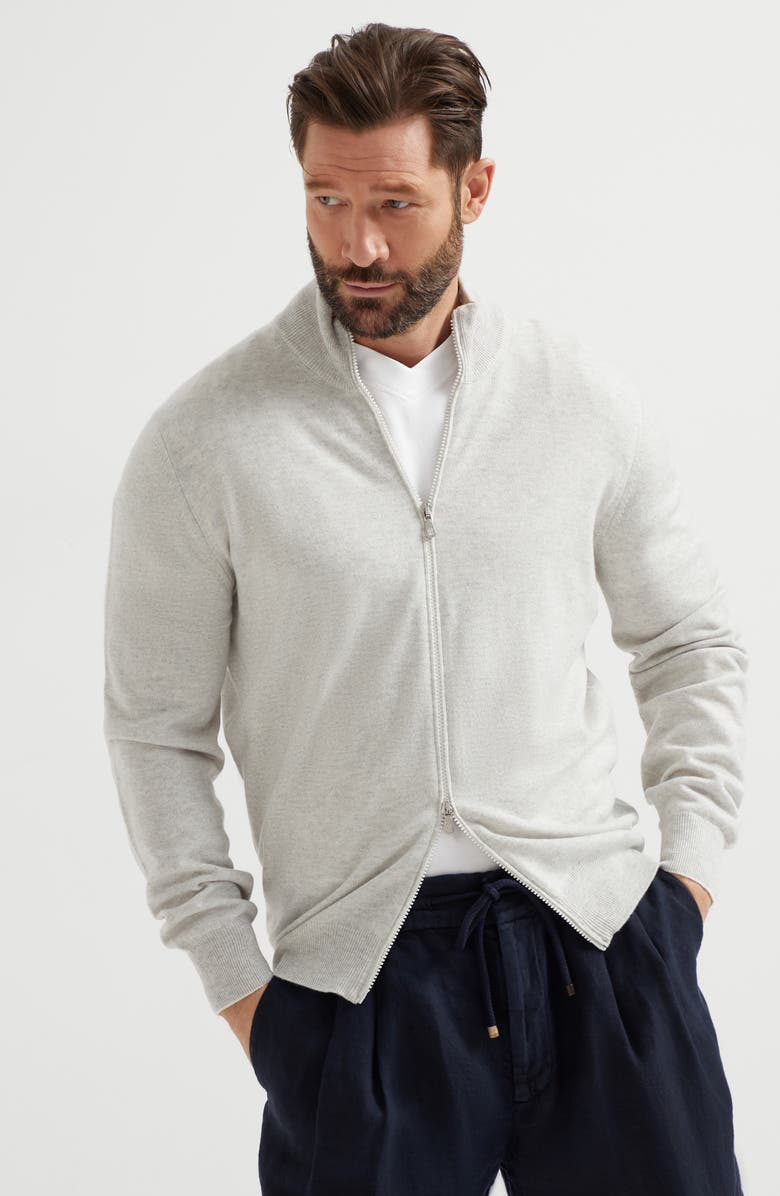Brunello Cucinelli Zip-front cardigan, Alternate, color, 