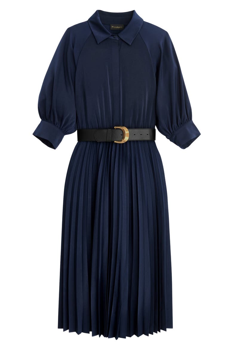 Pleated Belted Midi Shirtdress, Alternate, color, ECLIPSE