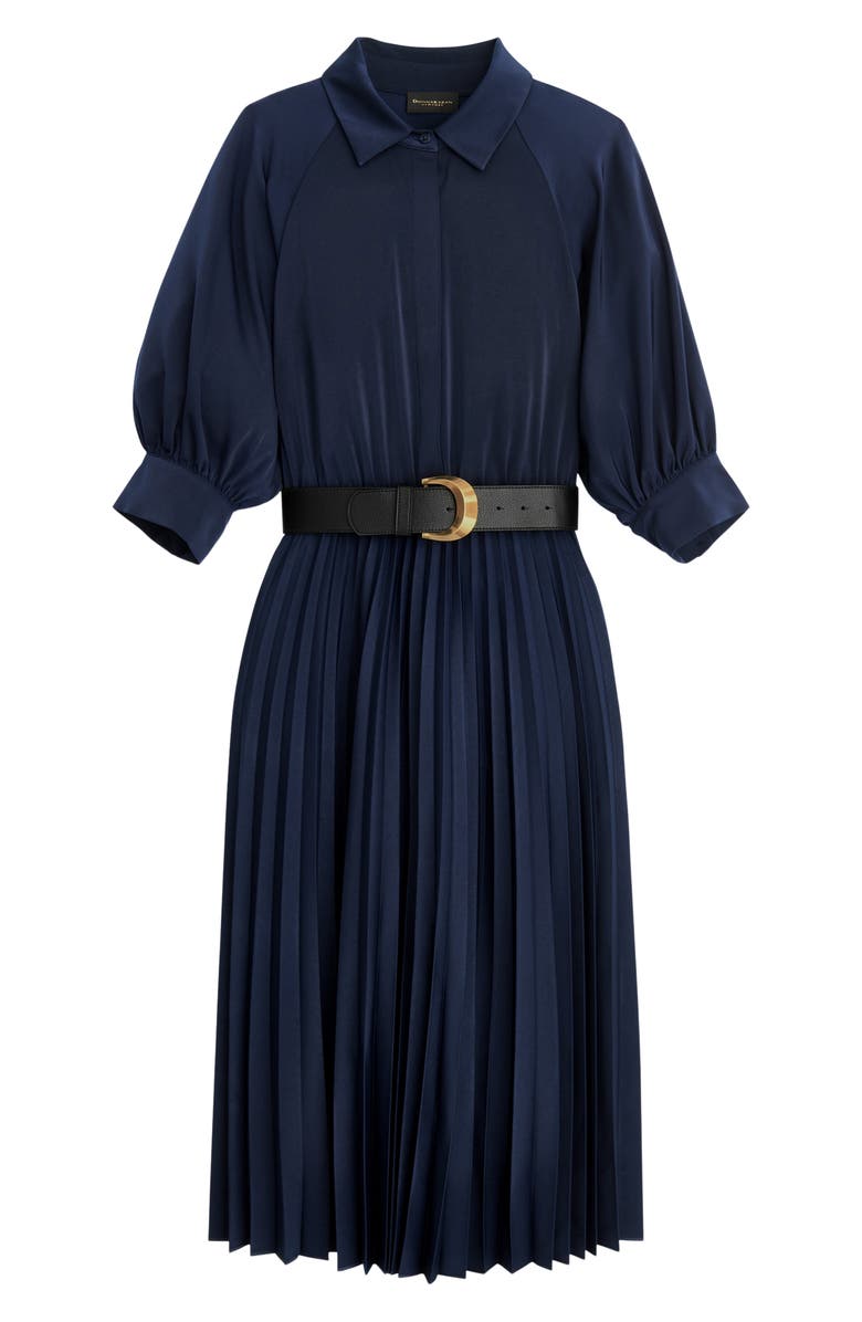 Donna Karan New York Pleated Belted Midi Shirtdress, Alternate, color, Eclipse