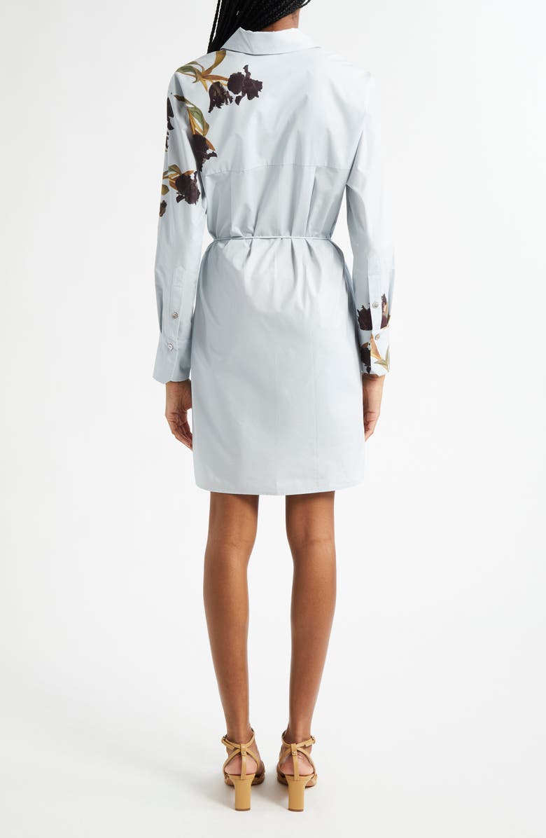 Placed Black Iris Long Sleeve Cotton Shirtdress