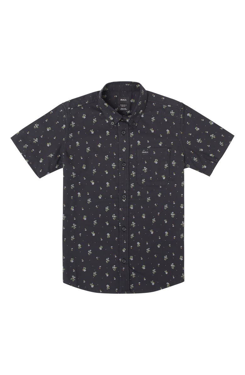 RVCA Kids' That'll Do Floral Print Short Sleeve Button-Down Shirt, Main, color,
