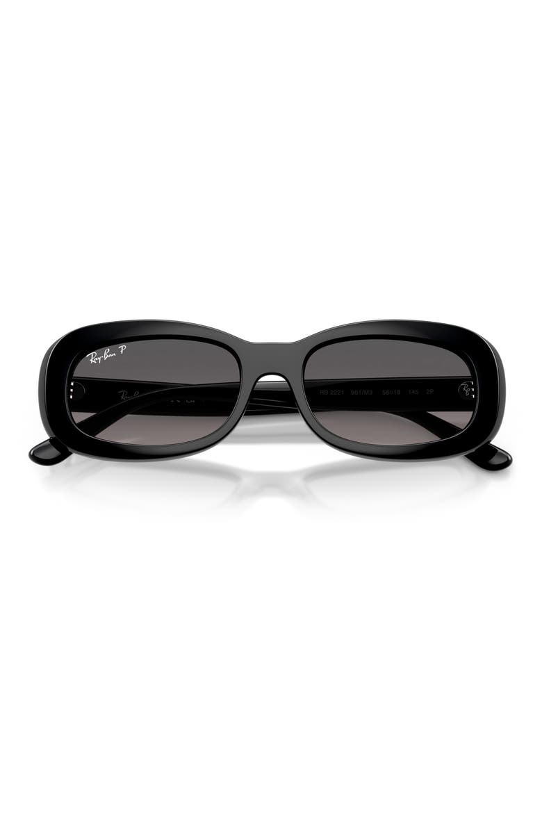 53mm Polarized Oval Sunglasses, Alternate, color, BLACK / GRADIENT GREY POLAR