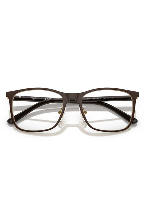 Ray Ban Ray-ban Kids' Junior 46mm Square Optical Glasses In Gold Brown