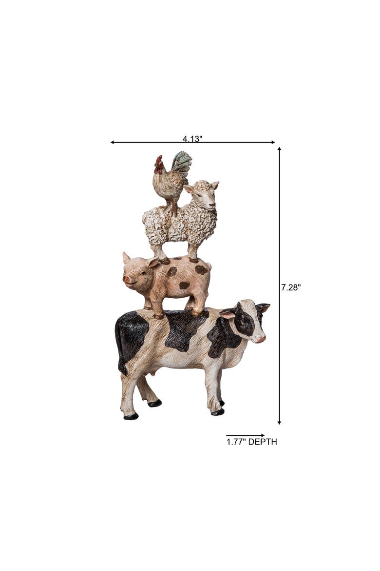 Resin Stacked Farm Animal Figurine Multicolored for Spring Home Decor, Alternate, color, Multicolored