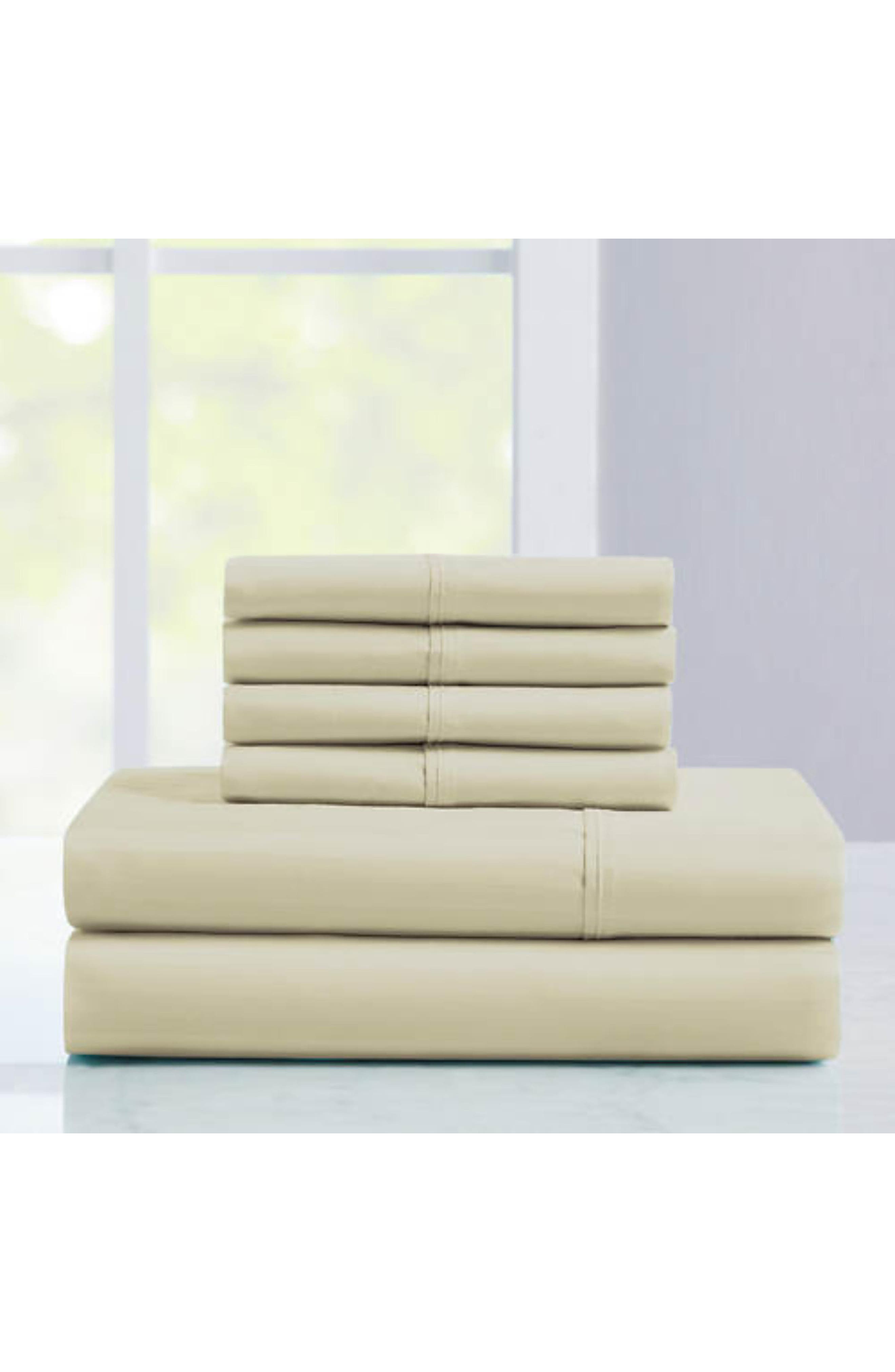 1200 Thread Count 6-Piece Damask Stripe Sheet Set