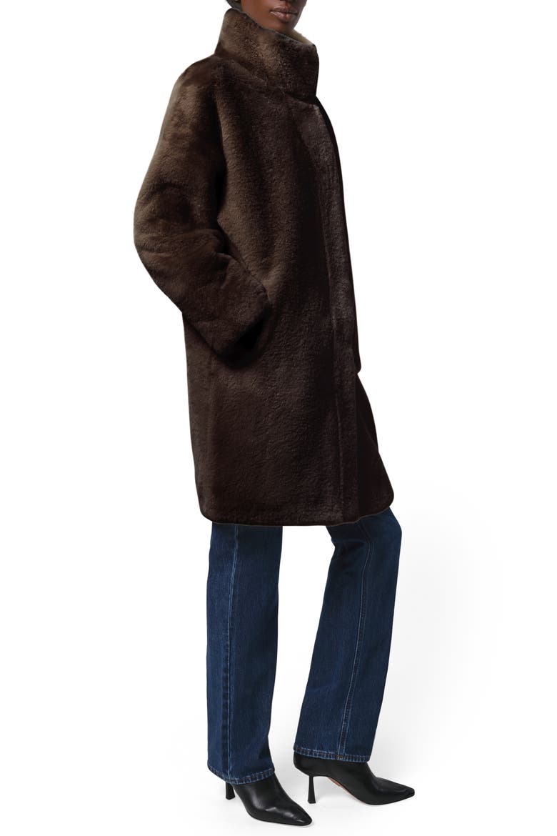 Blair Mid Length Recycled Polyester Pluche™ Faux Fur Coat, Alternate, color, ESPRESSO