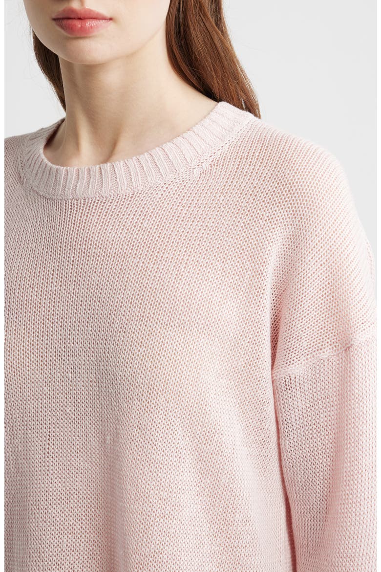 Linen Drop Shoulder Sweater, Alternate, color, PINK BLUSH