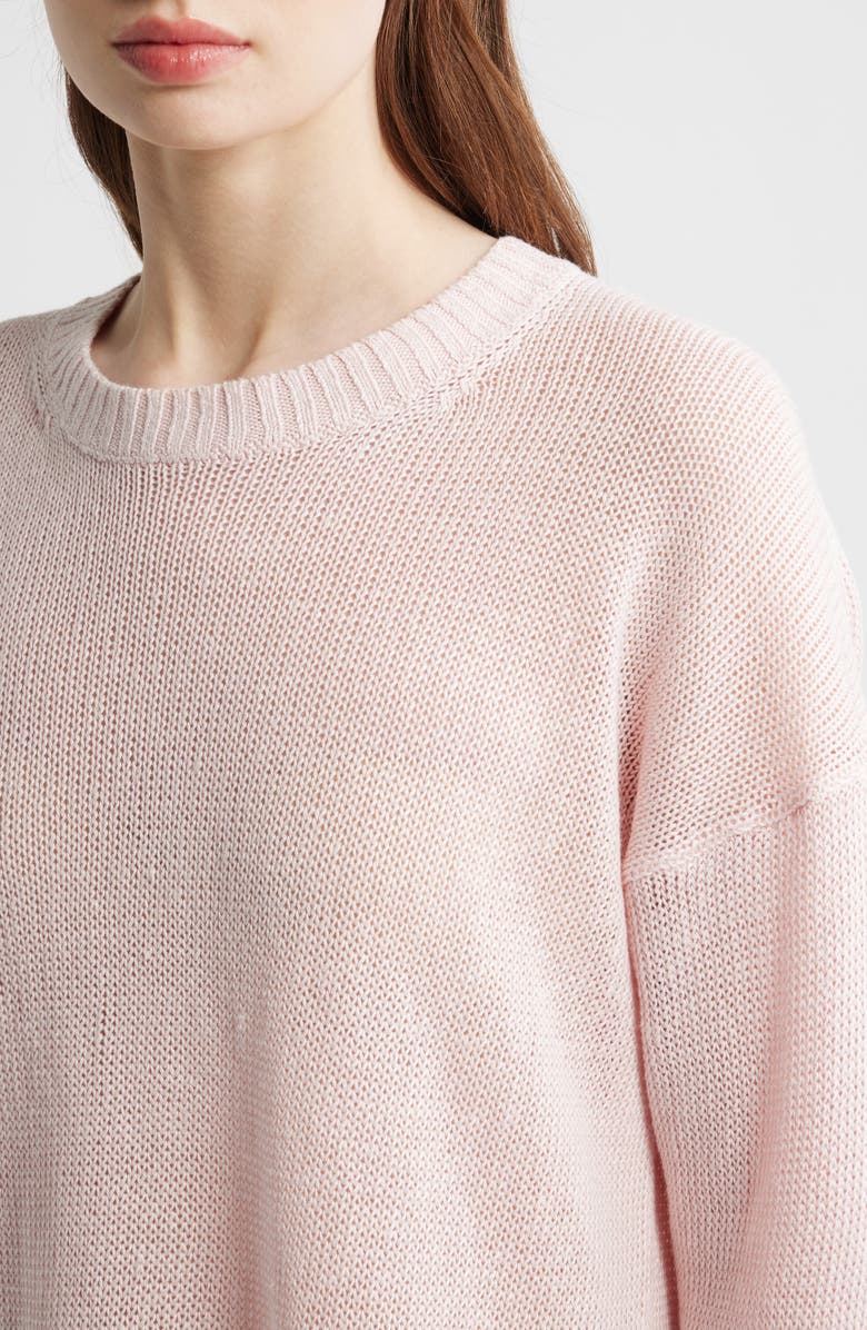 Madewell Linen Drop Shoulder Sweater, Alternate, color, Pink Blush