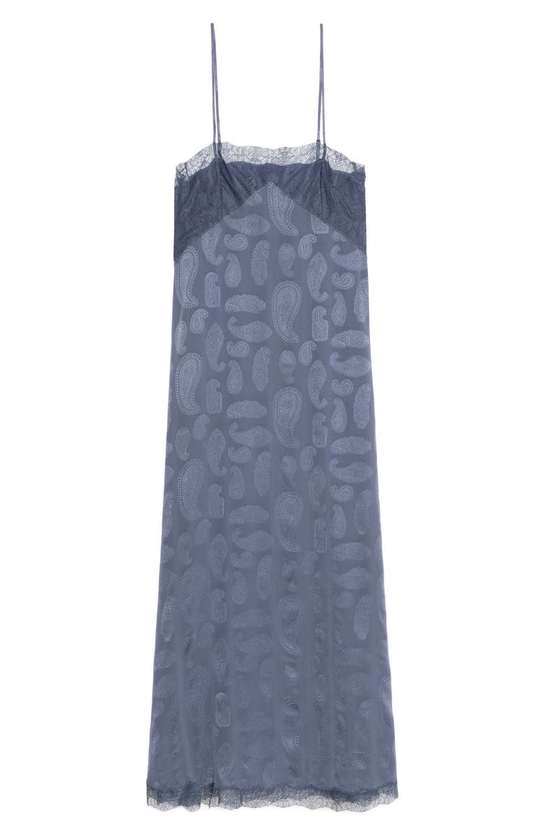 Zadig & Voltaire Ridar Paisley Jacquard Silk Satin Slipdress, Alternate, color, Storm